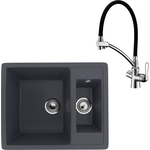 Кухонная мойка и смеситель Ulgran U-106-343 антрацит, Lemark Comfort LM3070C