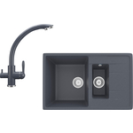 Кухонная мойка и смеситель Ulgran U-205-343, U-017-343 антрацит