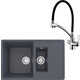 Кухонная мойка и смеситель Ulgran U-205-343 антрацит, Lemark Comfort LM3070C