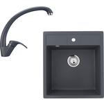 Кухонная мойка и смеситель Ulgran U-406-343, U-007-343 антрацит