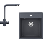 Кухонная мойка и смеситель Ulgran U-406-343, U-016-343 антрацит