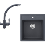 Кухонная мойка и смеситель Ulgran U-406-343, U-017-343 антрацит