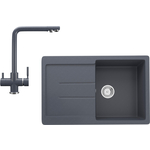 Кухонная мойка и смеситель Ulgran U-507-343, U-016-343 антрацит
