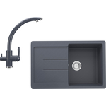 Кухонная мойка и смеситель Ulgran U-507-343, U-017-343 антрацит