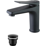 Смеситель для раковины Lemark Bronx черный с донным клапаном (LM3706BL)