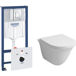 Комплект унитаза Grossman GR-4412 Grohe Rapid SL микролифт, белый матовый, клавиша хром