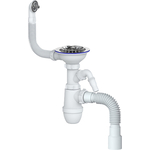 Сифон для кухонной мойки Unicorn 3.1/2"х40 с круглым переливом и гофрой (SM1VP)