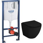 Комплект унитаза Grossman с инсталляцией, сиденье микролифт, черный матовый (GR-4455BMS, 38772001)