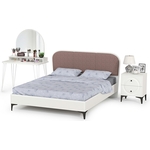 Спальня Моби Валенсия №16 белый шагрень/чёрный/белый шагрень/ткань велутто 19 (1024439)