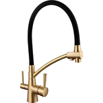 Смеситель для кухни Gappo G4398-1 с подключением фильтра, черный бронза (6959477695407)