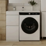 Тумба с раковиной Style line Даллас Люкс 38 (100L) напольная, под стиральную машину, белая (СС-00000514 + 2000949237435)