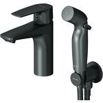 Смеситель для раковины Am.Pm Gem с гигиенической лейкой, черный (F90A03022)