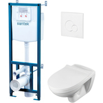 Комплект унитаза Santek Бореаль с инсталляцией и белой клавишей, сиденьемикролифт (1WH302464)