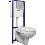 Комплект унитаза Santeri Альфа с инсталляцией, кнопка хром глянцевая, с сиденьем (1.3815.9.S00.00B.0)