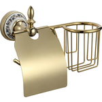 Держатель туалетной бумаги и освежителя Savol серия 68b с крышкой, золото (S-L06851B)