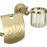 Держатель туалетной бумаги и освежителя Savol серия 58b с крышкой, золото (S-L05851B)