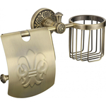 Держатель туалетной бумаги и освежителя Savol серия 58с с крышкой, бронза (S-L05851C)