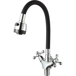 Смеситель для кухни D-Lin с гибким изливом, хром/черный (D153810-1T)