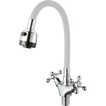 Смеситель для кухни D-Lin с гибким изливом, хром/белый (D153810-3T)