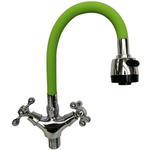 Смеситель для кухни D-Lin с гибким изливом, хром/зеленый (D153810-5T)
