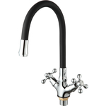Смеситель для кухни D-Lin с гибким изливом, хром/черный (D153810-1)