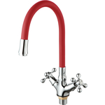 Смеситель для кухни D-Lin с гибким изливом, хром/красный (D153810-4)