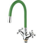 Смеситель для кухни D-Lin с гибким изливом, хром/зеленый (D153810-5)