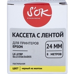 Кассета с лентой Sakura C53S656005 (LK-6YBP) для Epson, черный на желтом, 24мм/8м,