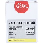 Кассета с лентой Sakura TZE641 для Brother, черный на желтом, 18мм/8м, наклейка
