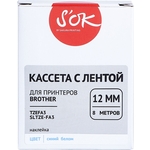 Кассета с лентой Sakura TZEFA3 для Brother, голубой на белом, 12мм/8м , наклейка