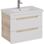 Тумба с раковиной Lemark Olivia 85х45 белый глянец/дуб кантри (LM08OL80T, 640207)