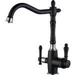 Смеситель для кухни ZorG Steel Hammer с подключением фильтра, черный матовый/хром (SH 812 BLACK CR)