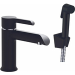 Смеситель для раковины Haiba HB805-7 с гигиенической лейкой, черный матовый/хром (HB12805-7)