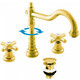 Смеситель для раковины Rav Slezak Morava retro на 3 отверстия, с донным клапаном, золото (MK132.5Z)