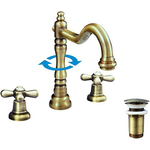 Смеситель для раковины Rav Slezak Morava retro на 3 отверстия, с донным клапаном, бронза (MK132.5SM)