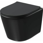 Унитаз подвесной безободковый Grossman Tornado с сиденьем микролифт, черный матовый (GR-4477BMSQ)