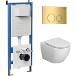 Комплект унитаза Grossman сиденье микролифт, инсталляция, клавиша Galaxy золото глянцевая (97.4411S.01.300)