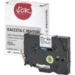 Кассета с лентой S'OK HSe-221 для Brother, черный на белом, 9мм/1.5м
