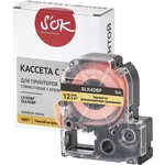 Кассета с лентой S'OK K4DBF для Epson , черный на флуоресцентном оранжевом, 12мм/5м