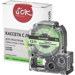 Кассета с лентой S'OK K4GBF для Epson , черный на флуоресцентном зеленом, 12мм/5м