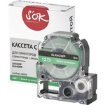 Кассета с лентой S'OK K4GWP для Epson , белый на зеленом, 12мм/8м
