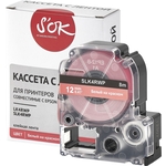 Кассета с лентой S'OK K4RWP для Epson , белый на красном, 12мм/8м