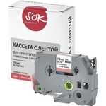 Кассета с лентой S'OK TZE445 для Brother, белый на красном, 18мм/8м