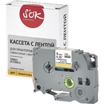 Кассета с лентой S'OK TZEB21 для Brother, черный на оранжевом, 9мм/8м