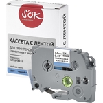 Кассета с лентой S'OK TZEFX531 для Brother, черный на синем, 12мм/8м