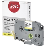Кассета с лентой S'OK TZEFX631 для Brother, черный на желтом, 12мм/8м