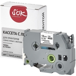 Кассета с лентой S'OK TZESE4 для Brother, черный на белом, 18мм/8м