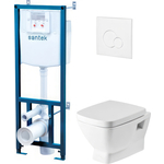 Комплект унитаза Santek Нео безободковый, с инсталляцией и белой клавишей, сиденьемикролифт (1WH302463)