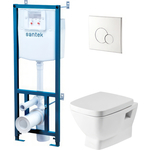 Комплект унитаза Santek Нео безободковый, с инсталляцией и клавишей хром, сиденьемикролифт (1WH501543)