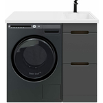 Тумба с раковиной Sanstar Darko 40 (100) правая, под стиральную машину, дуб вотан/графит софт, Estetus Даллас